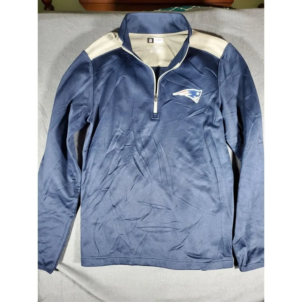 Mens NFL Team Apparel New England Patriots Quarter Zip Shirt Pullover Size Small